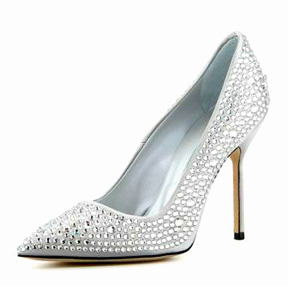 Manolo Blahnik Crystal BB Silver PumpsSize 40.5